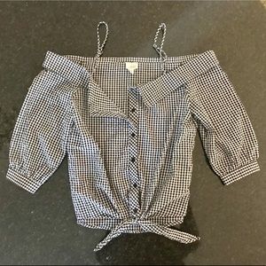 Caution to the Wind - Off Shoulder Button Up